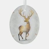 Golden Reindeer Glas Ornament (Voorkant Rechts)