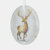 Golden Reindeer Glas Ornament (Voorkant links)