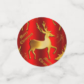 Golden Reindeer op Rode Kerstmis Confetti (Kleine voorkant)