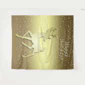 Golden Reindeer Snowy Holiday Backdrop Wandkleed (Voorkant (horizontaal))