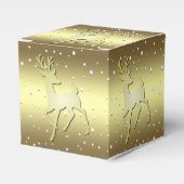 Golden Reindeer Snowy Holiday Favor Box Bedankdoosjes (Voorkant Zijde)