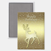 Golden Reindeer Snowy Holiday Magnet (Recto/Verso)