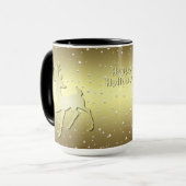 Golden Reindeer Snowy Holiday Mug Mok (Voorkant links)