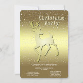 Golden Reindeer Snowy Holiday Party Invitation (Devant)
