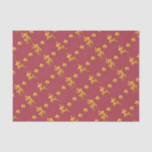 Golden rendier op rood papier