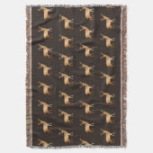 Golden rendierpatroon op bruin deken (Voorkant Verticaal)