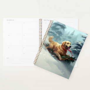 Golden Retriers Noël neige hiver