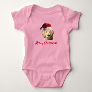 Golden Retrieve met een Pet voor de kerstman Romper