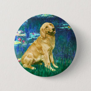 Golden Retriever 1 - Lelies 5 Ronde Button 5,7 Cm