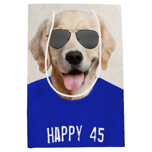 Golden Retriever 45th Birthday Medium Gift Bag Medium Cadeauzakje (Voorkant)