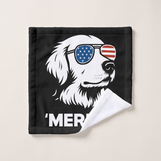 Golden Retriever 4 juillet Merica (Gant de toilette)