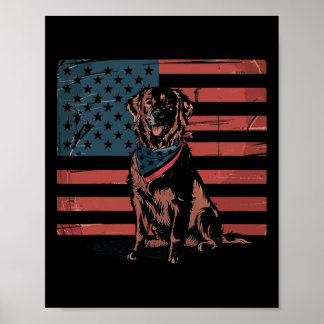 Golden Retriever 4 juli Vlag van de VS Amerikaanse Poster