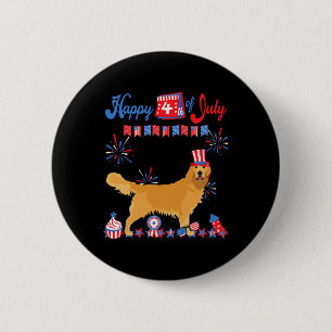 Golden Retriever 4th of July Retriever Onafhankeli Ronde Button 5,7 Cm