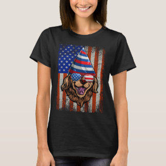 Golden Retriever 4th van juli Vlag Amerikaanse Sun T-shirt