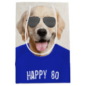 Golden Retriever 80th Birthday Medium Gift Bag Medium Cadeauzakje (Voorkant)