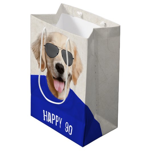 Golden Retriever 90th Birthday Medium Cadeau sac (Devant Angle)