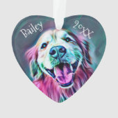 Golden Retriever Aangepaste naam Jaar Neon Kerstmi Ornament (achterkant)