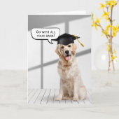 Golden Retriever Afstuderen hout Kaart (Gele Bloem)