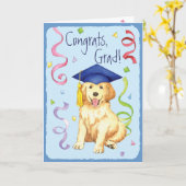 Golden Retriever Afstuderen Kaart (Gele Bloem)