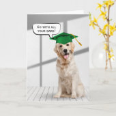Golden Retriever Afstuderen met groen Pet Kaart (Gele Bloem)
