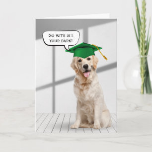 Golden Retriever Afstuderen met groen Pet Kaart