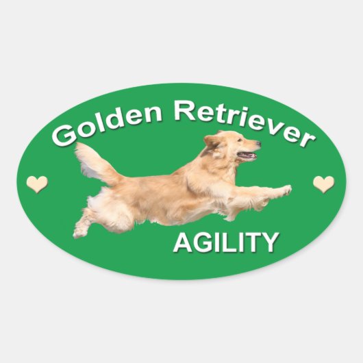Golden Retriever Agility-sticker Ovale Sticker (Voorkant)