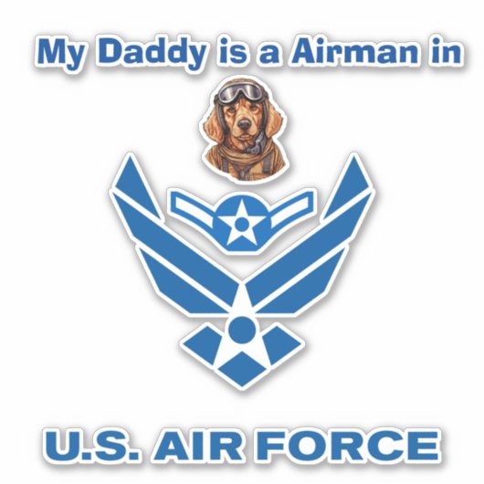 Golden Retriever Air Force Airman Daddy Sticker (Voorkant)