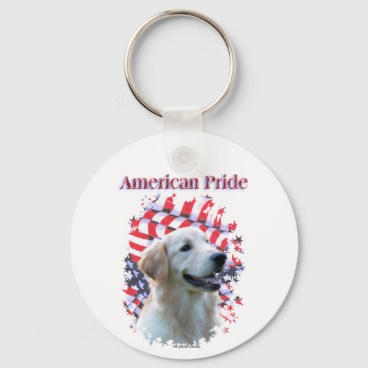 Golden Retriever American Pride Sleutelhanger (Voorkant)