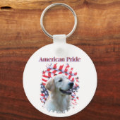 Golden Retriever American Pride Sleutelhanger (Achterkant)