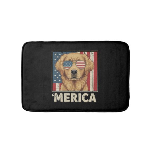  Golden Retriever 'Amerikaanse vlag Badmat (Voorkant)