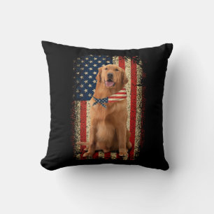 Golden Retriever Amerikaanse vlag Bandana 4 juli Kussen