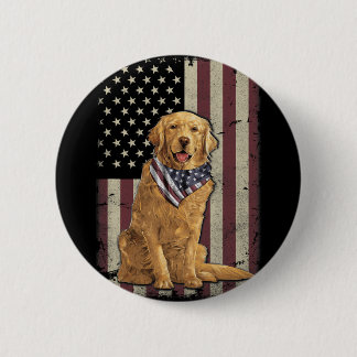 Golden Retriever Amerikaanse Vlag Ndana 4 juli Ronde Button 5,7 Cm