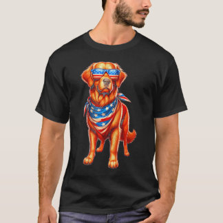Golden Retriever Amerikaanse vlag USA 4th of T-shirt