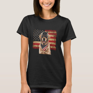 Golden Retriever Amerikaanse vlag zonnebril Patrio T-shirt