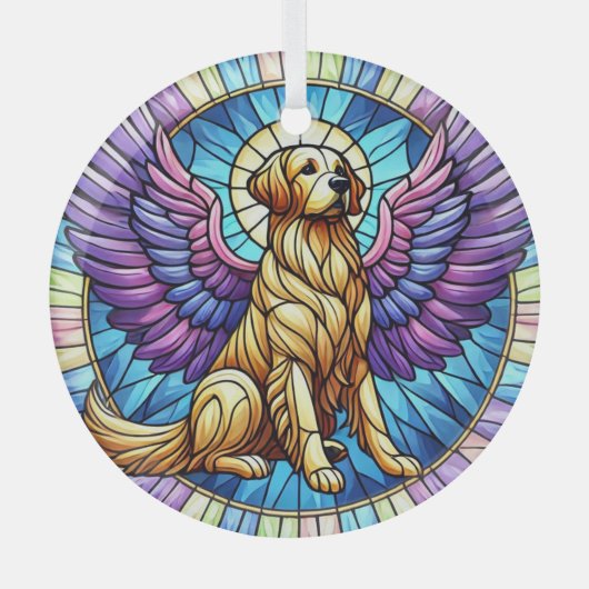 Golden Retriever Angel Blue Suncatcher Ornament (Voorkant)