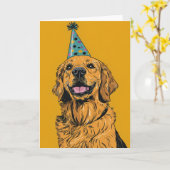 Golden Retriever Anniversaire Carte de voeux (Fleur jaune)