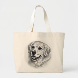 Golden Retriever Artistic Sketch Portrait Tote Bag
