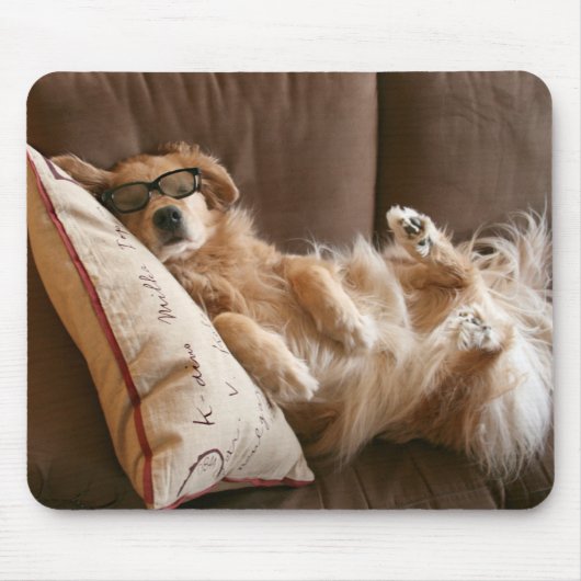 Golden Retriever Aslaap on Pillow Muismat (Voorkant)