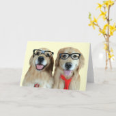 Golden Retriever avec lunettes Nerd Carte de voeux (Fleur jaune)