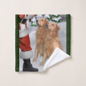 Golden Retriever avec Père Noël Christmas (Gant de toilette)