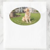 Golden Retriever avec un autocollant ovale (Sac)