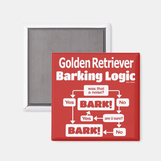 Golden Retriever Barking Logic Magneet (Voorkant / Achterkant)
