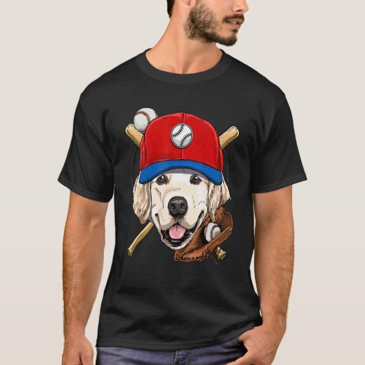 Golden Retriever Baseball Player Coaches Catcher D T-shirt (Voorkant)