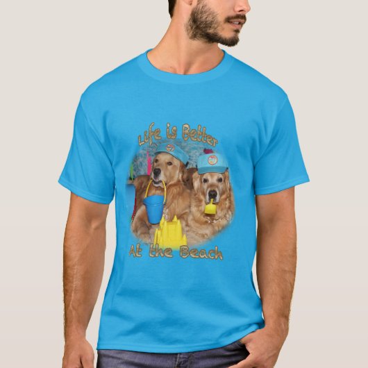 Golden Retriever Beach Babies T-shirt (Voorkant)