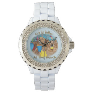 Golden Retriever Beach Bums Horloge