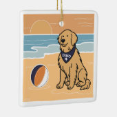 Golden Retriever Beach Ornement de Noël (Droite)