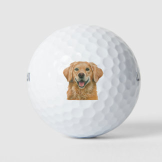 Golden Retriever beroemd gemaakt door Janet Pidoux Golfballen