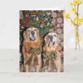 Golden Retriever bij de kerstboom Kaart (Gele Bloem)