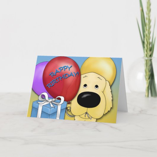 Golden Retriever Birthday Card Kaart (Voorkant)