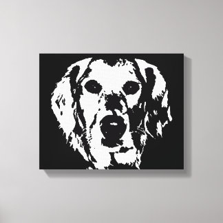Golden Retriever Black White Wrapped Canvas Print